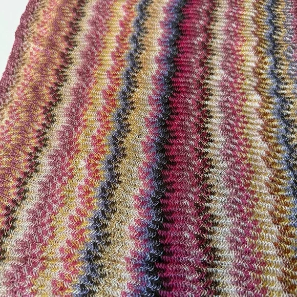 Missoni Zigzag Fringed Scarf Multicolor Made in Italy 88” - Picture 2 of 4